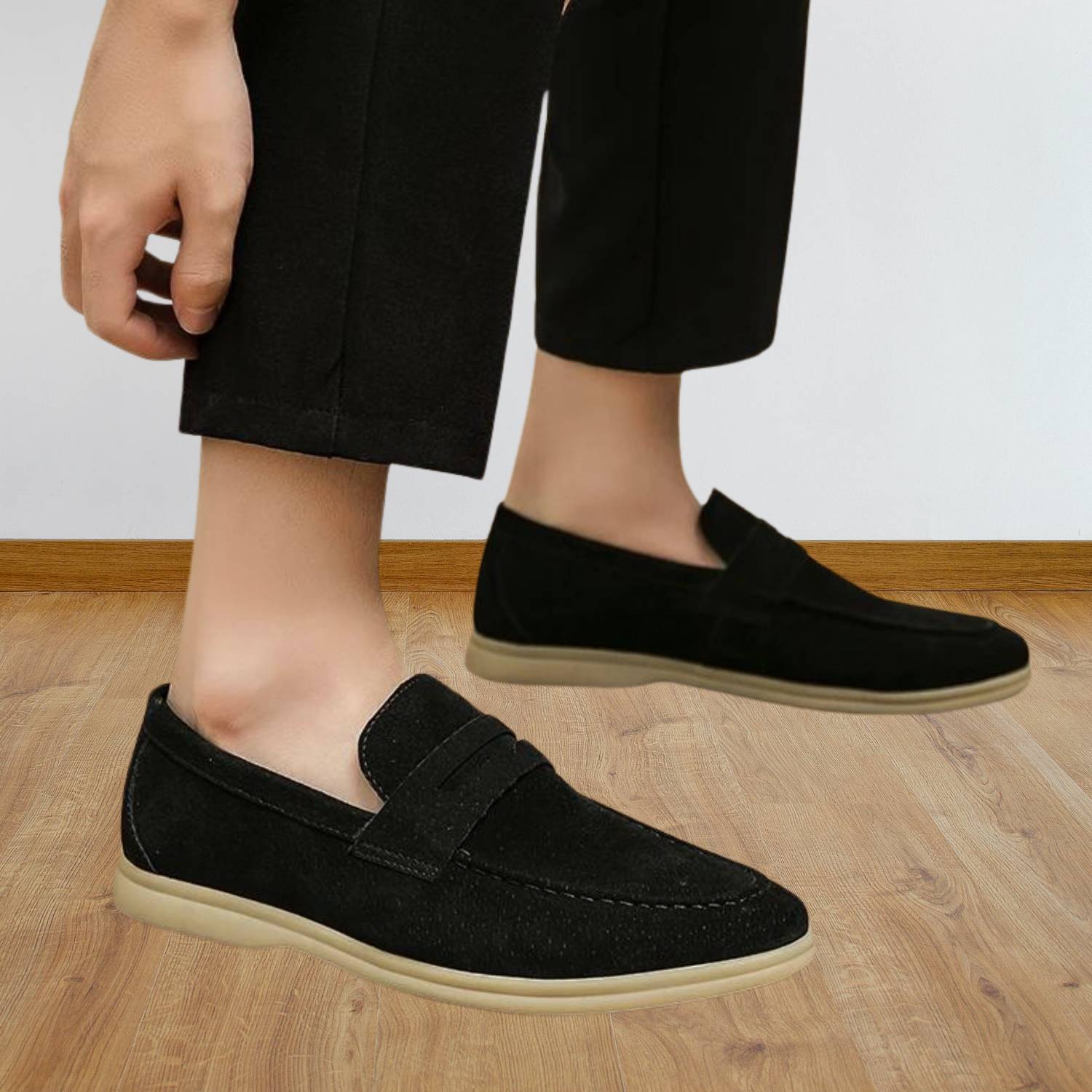 Klassiska Old Money Faux Läder Loafers för Män med Halkfria Sula | Geraldo
