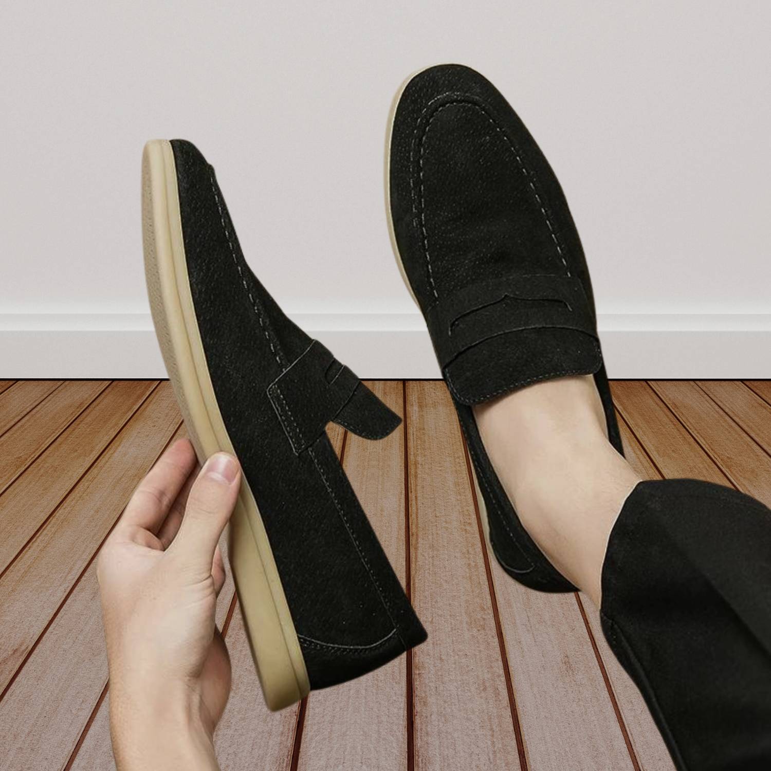Klassiska Old Money Faux Läder Loafers för Män med Halkfria Sula | Geraldo