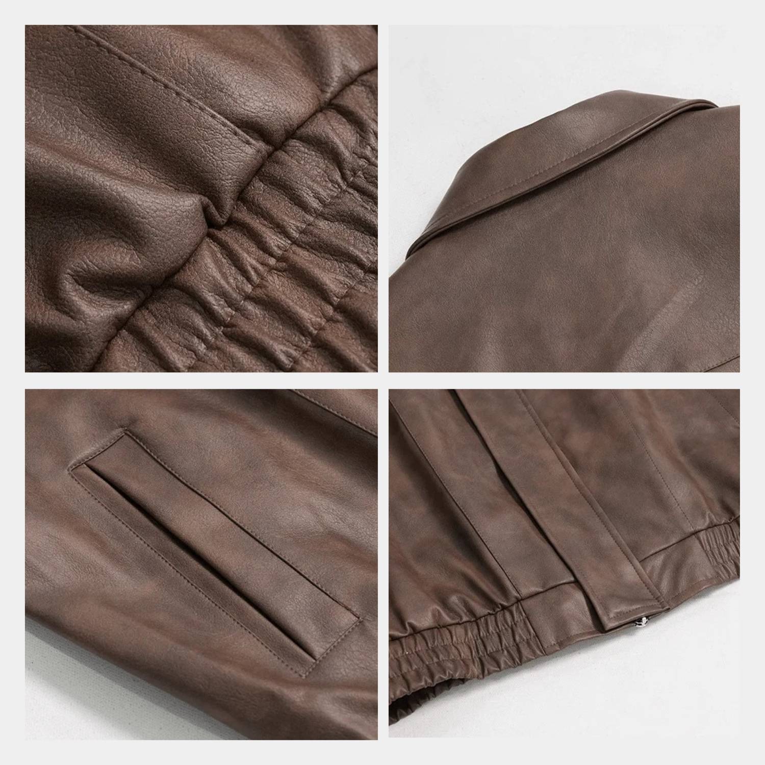 Retro-stil Zip-up konstläderjacka för män med elastiska ärmslut | Zandro