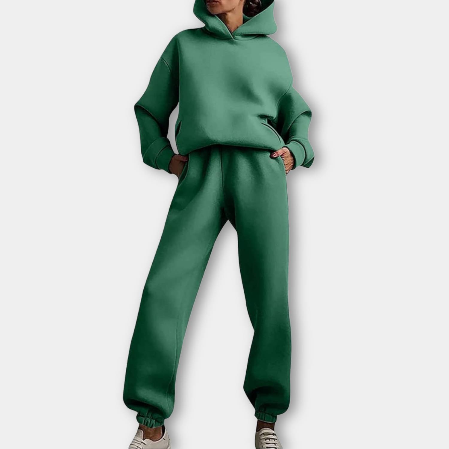 Trendig oversized hoodie med joggerbyxor för kvinnor - Avslappnad tvådelad lounge-set