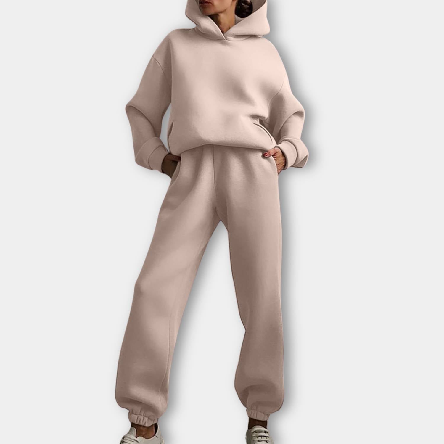 Trendig oversized hoodie med joggerbyxor för kvinnor - Avslappnad tvådelad lounge-set