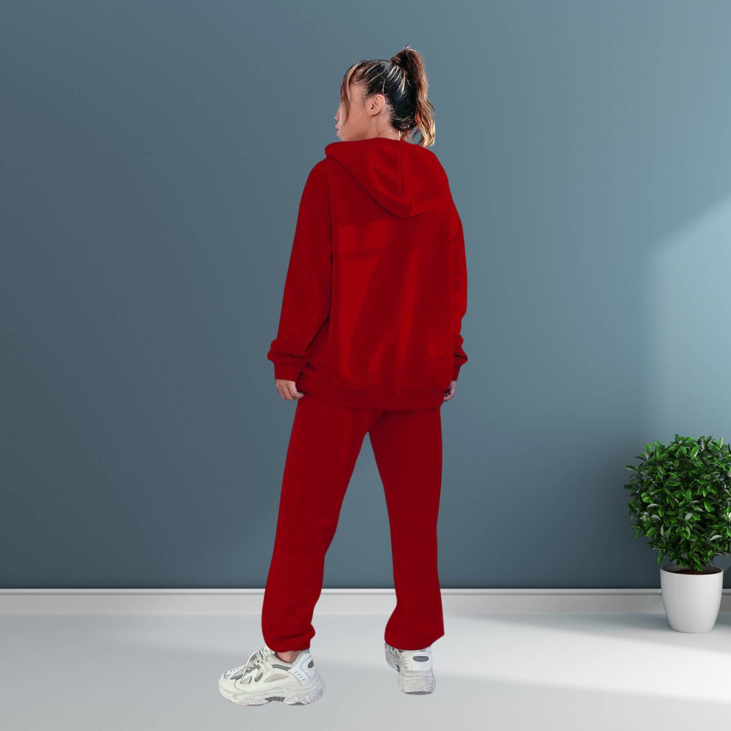 Trendig oversized hoodie med joggerbyxor för kvinnor - Avslappnad tvådelad lounge-set