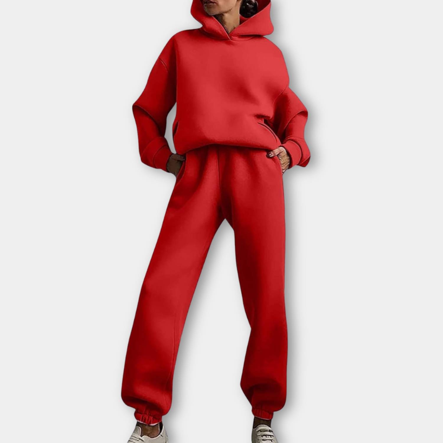Trendig oversized hoodie med joggerbyxor för kvinnor - Avslappnad tvådelad lounge-set