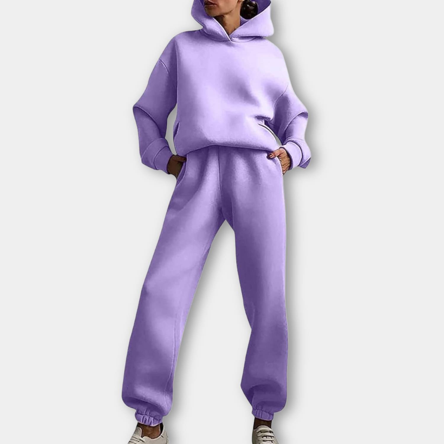 Trendig oversized hoodie med joggerbyxor för kvinnor - Avslappnad tvådelad lounge-set