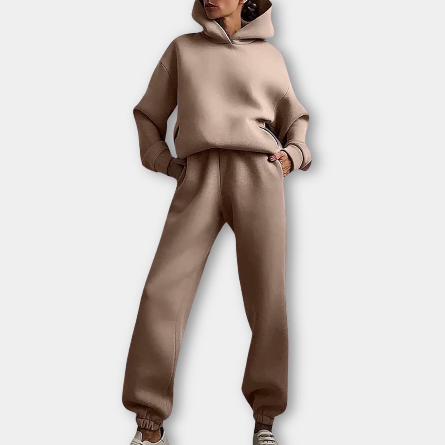 Trendig oversized hoodie med joggerbyxor för kvinnor - Avslappnad tvådelad lounge-set
