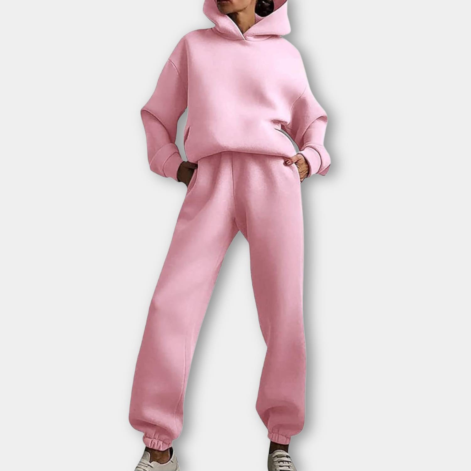 Trendig oversized hoodie med joggerbyxor för kvinnor - Avslappnad tvådelad lounge-set