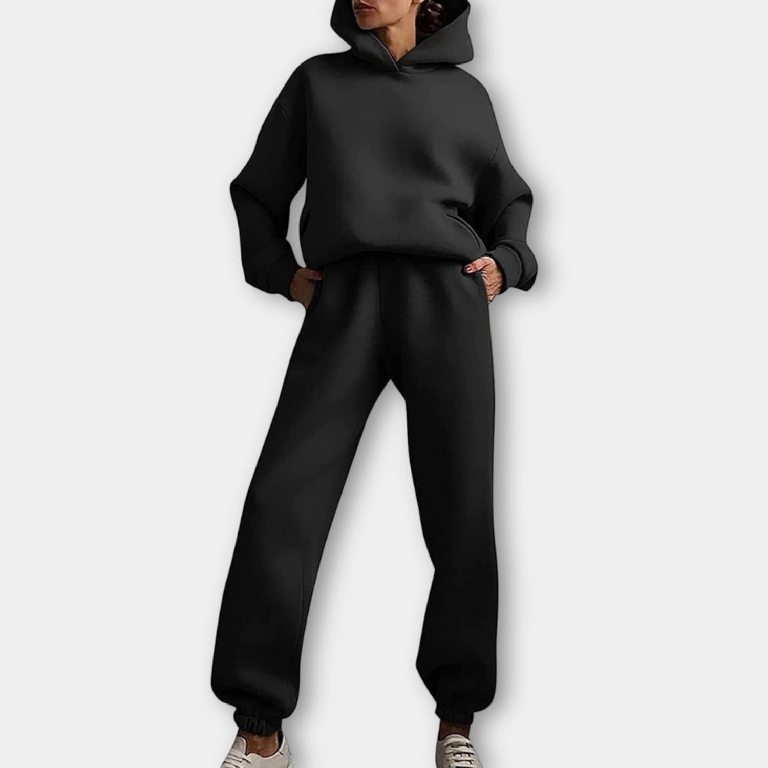 Trendig oversized hoodie med joggerbyxor för kvinnor - Avslappnad tvådelad lounge-set