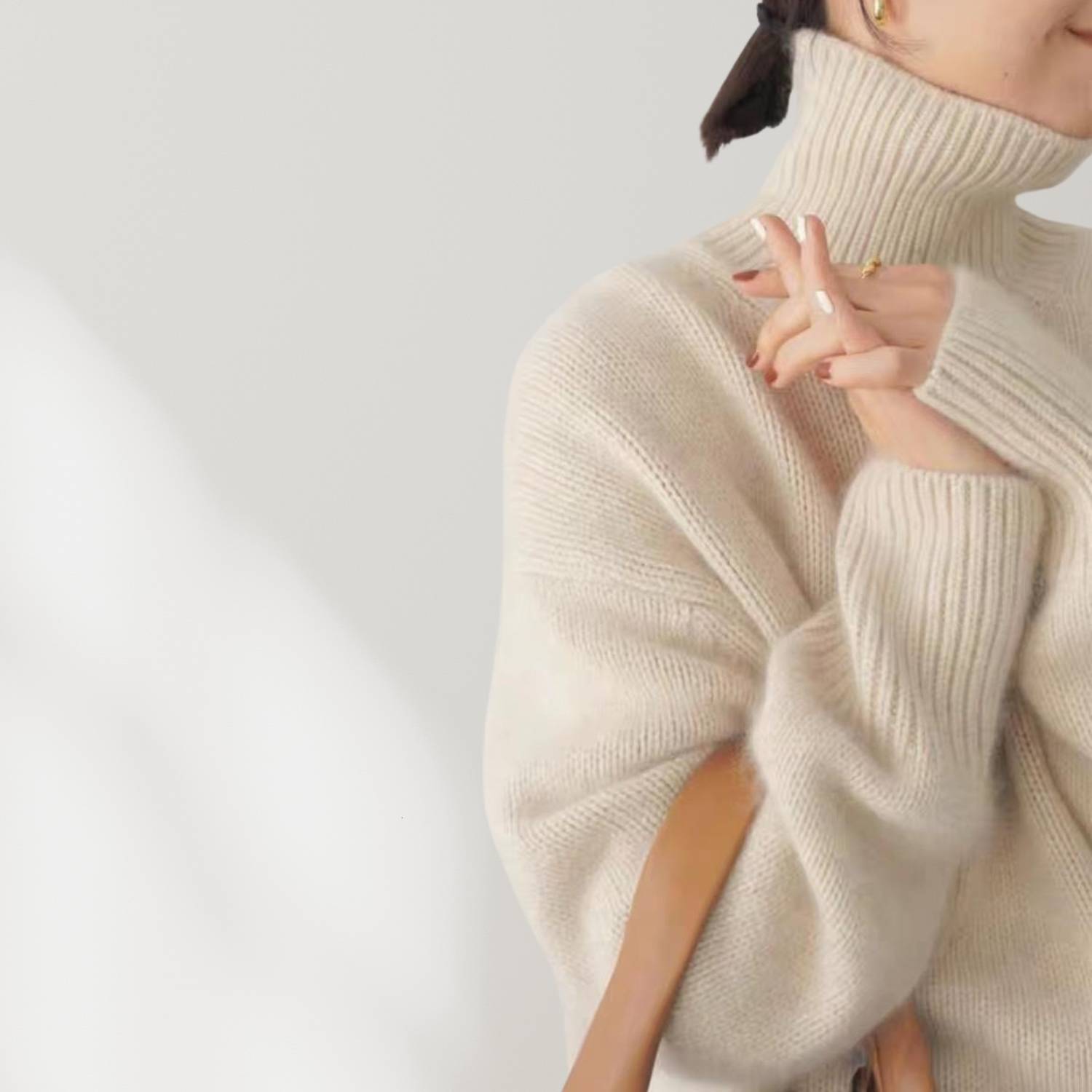 Kvinnors Lösa Turtleneck Tröja
