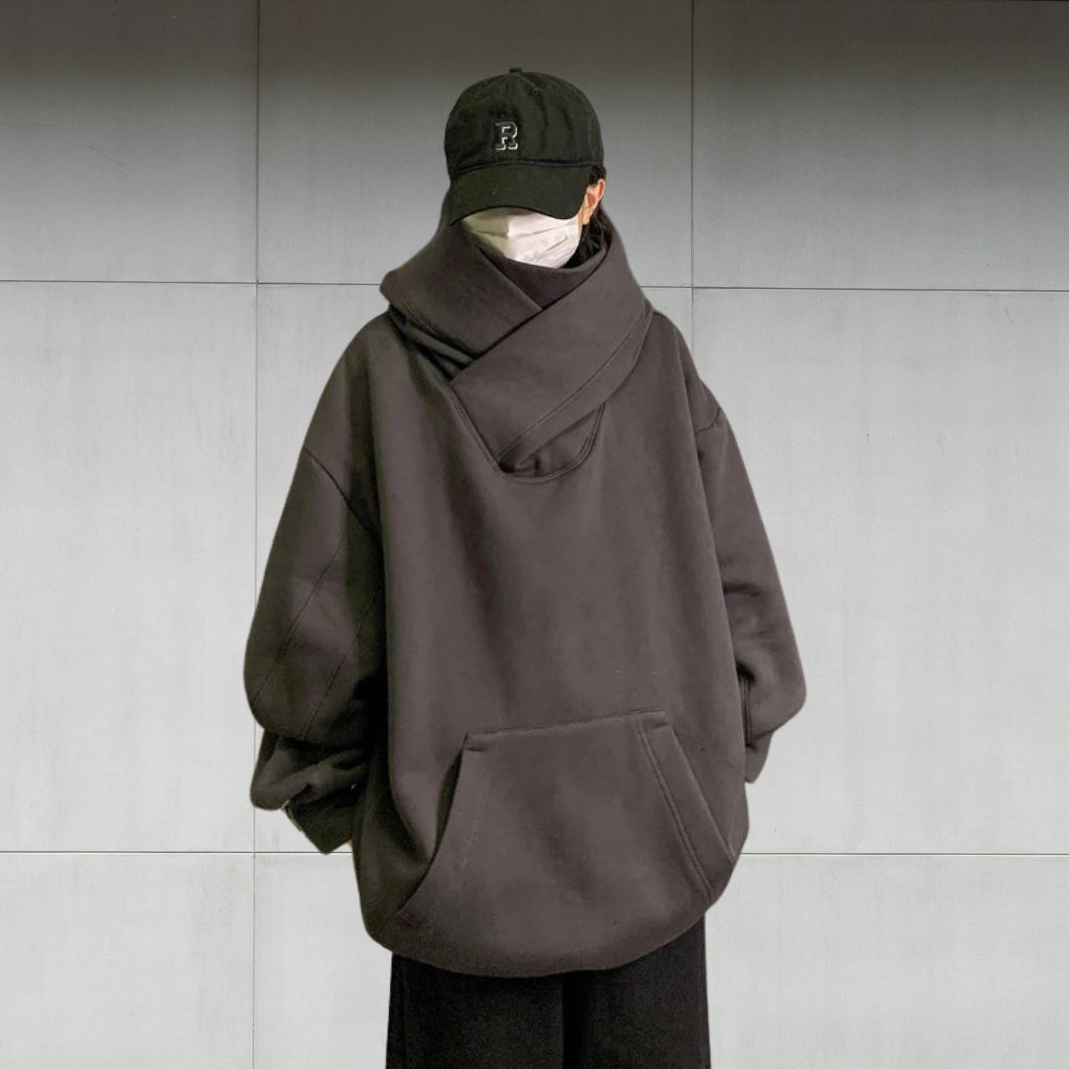 Y2K Oversized och Bekväm Streetwear Hoodie med Hög Halsdesign för Unisex