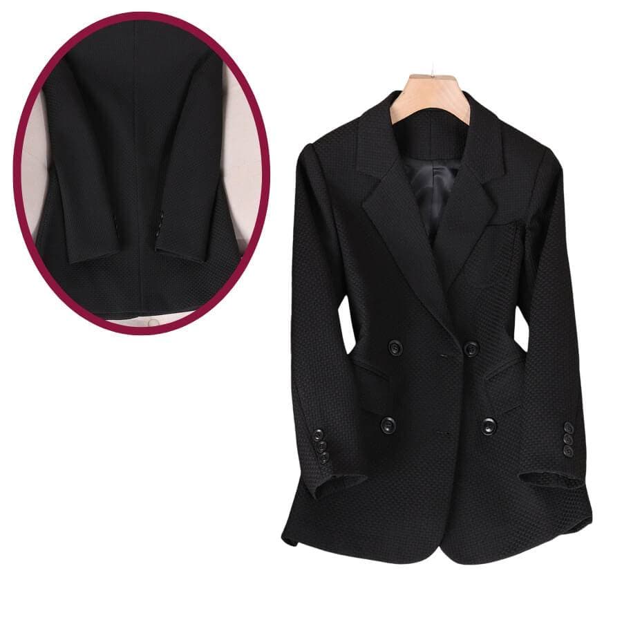 Kvinnors Dubbelknäppt Blazer med Texturerad Tyg