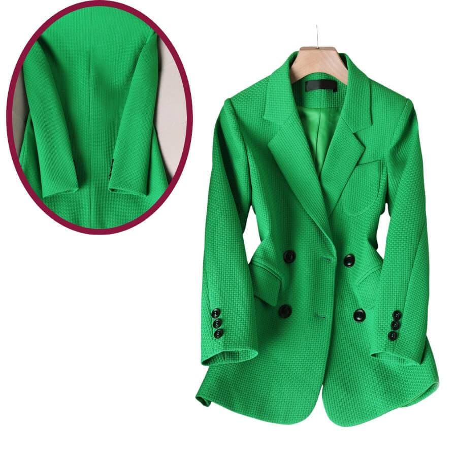 Kvinnors Dubbelknäppt Blazer med Texturerad Tyg