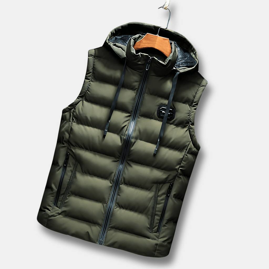 Herrars Vattentålig Bodywarmer Västar med Huva och Termisk Foder