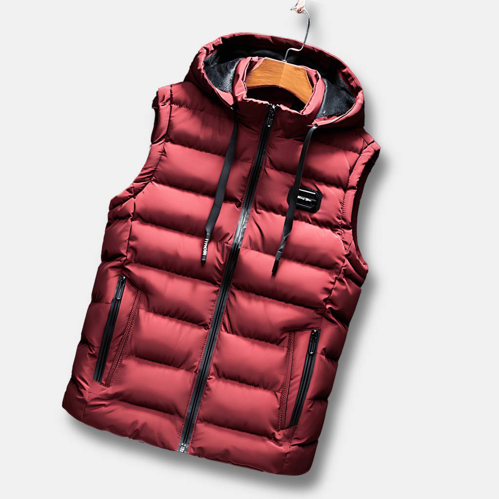 Herrars Vattentålig Bodywarmer Västar med Huva och Termisk Foder