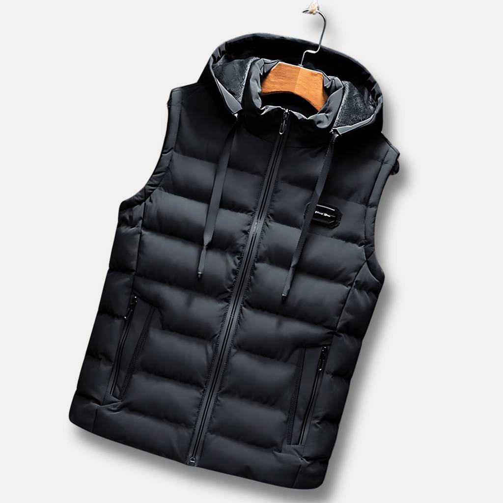 Herrars Vattentålig Bodywarmer Västar med Huva och Termisk Foder