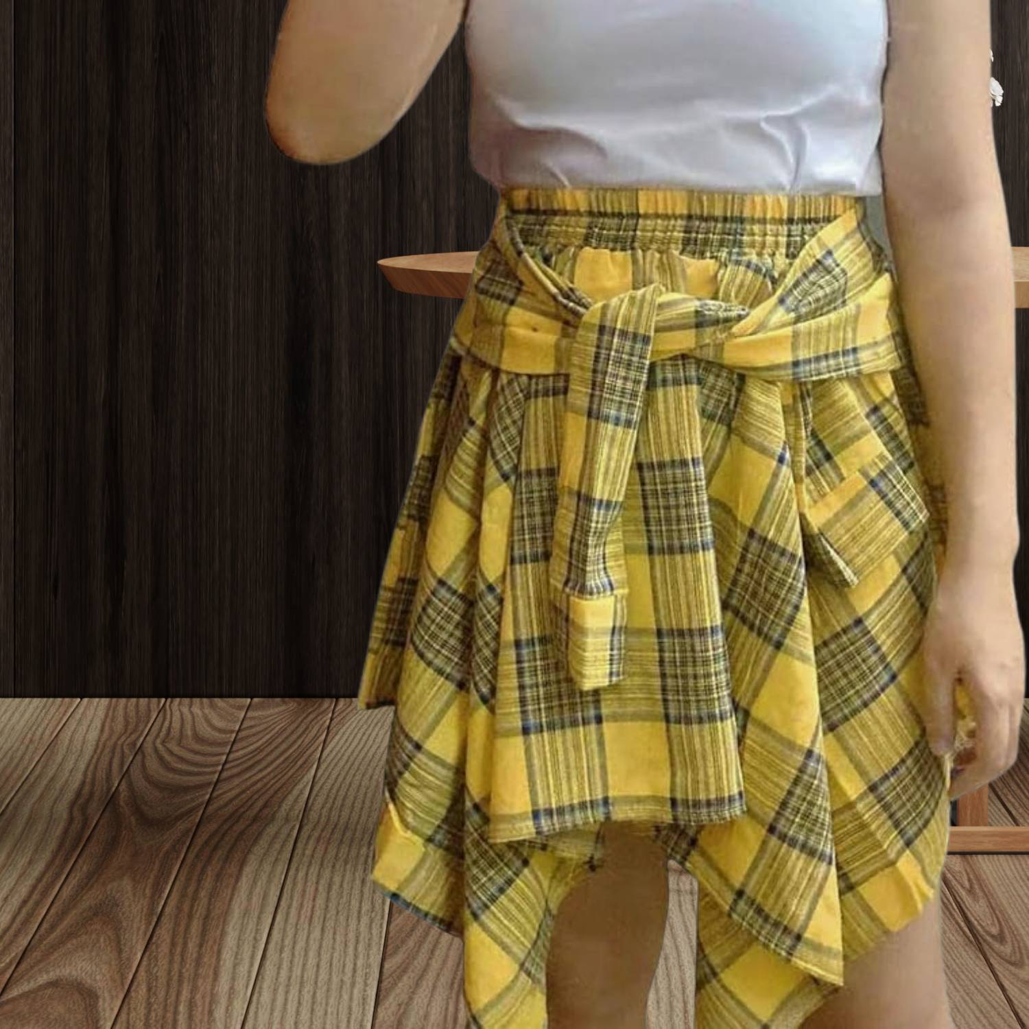 Casual Vintage Rutigt Kjol för Kvinnor med Justerbar Midja | Charlotte