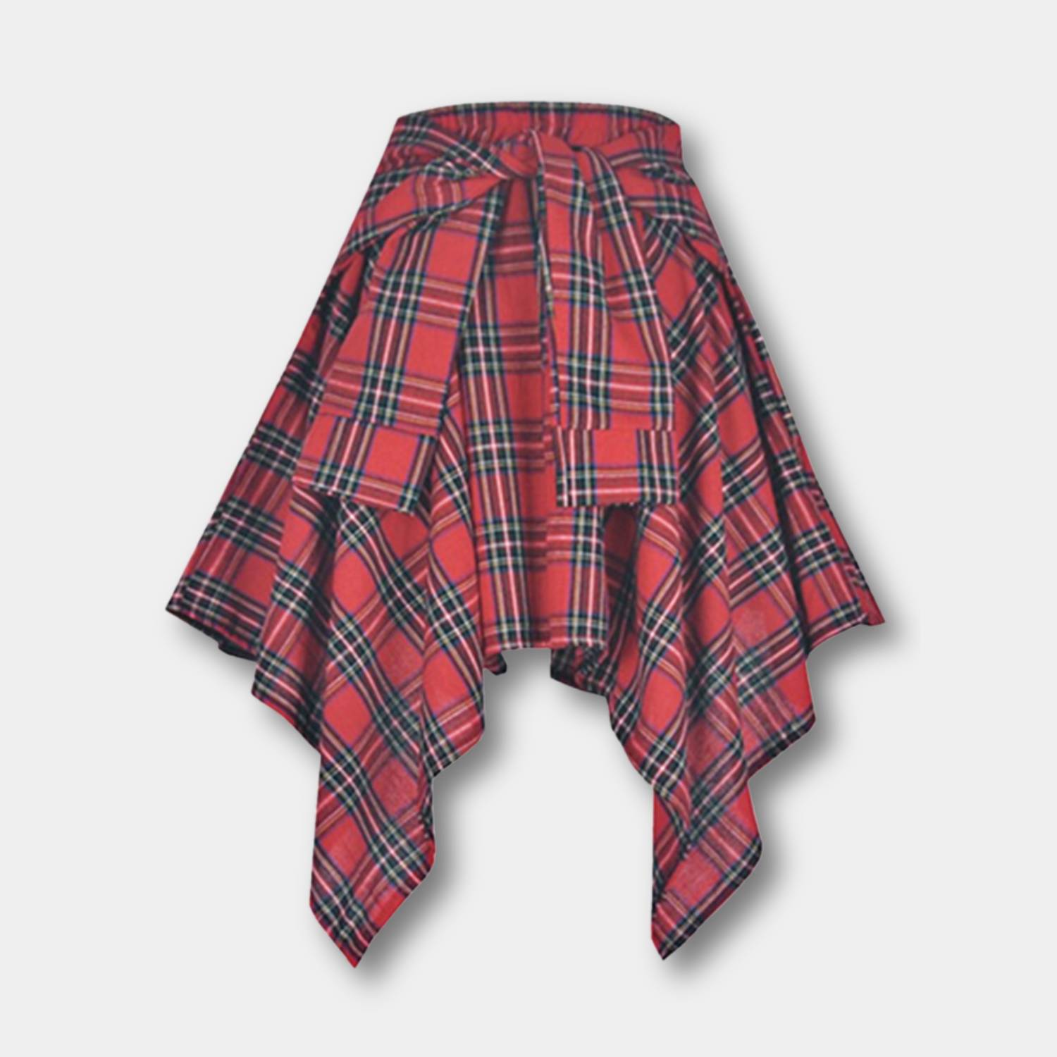 Casual Vintage Rutigt Kjol för Kvinnor med Justerbar Midja | Charlotte