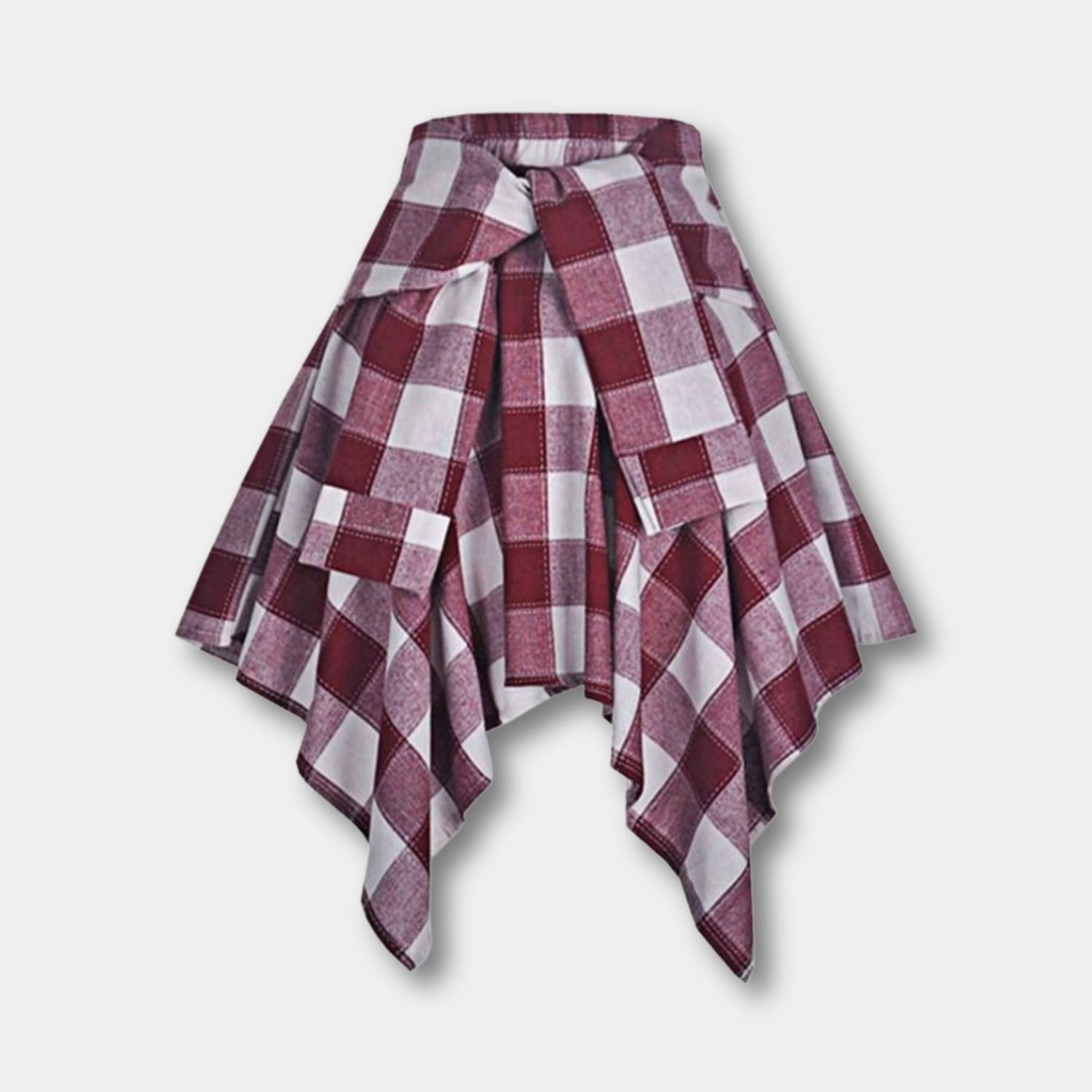 Casual Vintage Rutigt Kjol för Kvinnor med Justerbar Midja | Charlotte