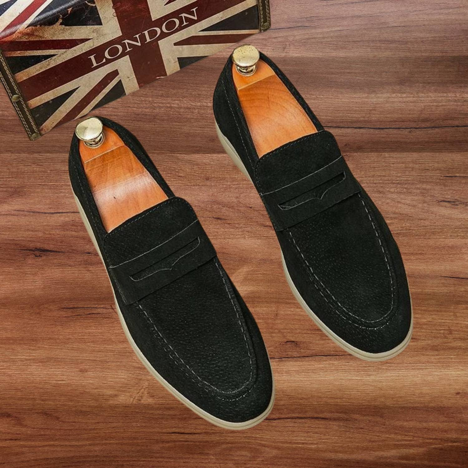 Klassiska Old Money Faux Läder Loafers för Män med Halkfria Sula | Geraldo