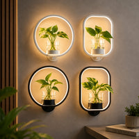 LED vägglampa med glasvas | Växtglans