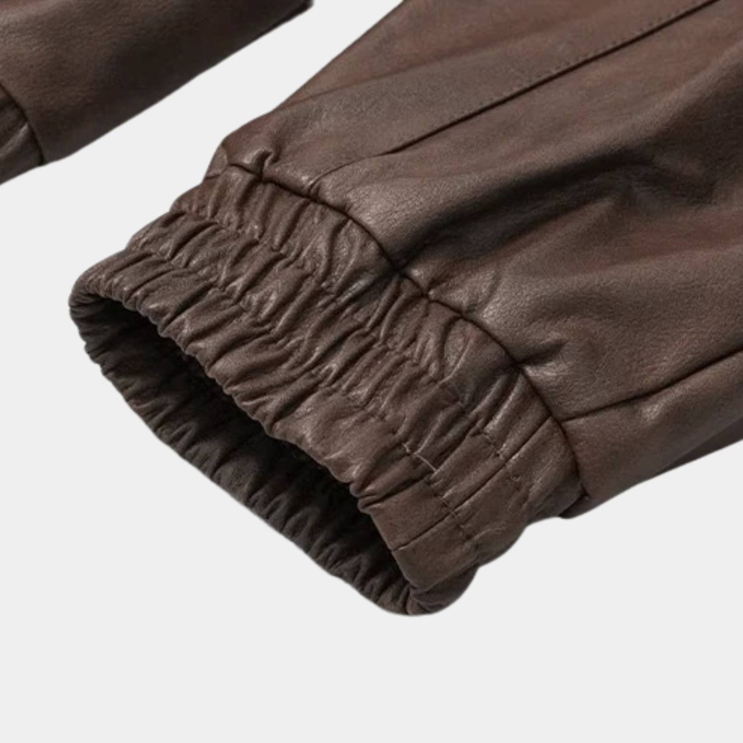 Retro-stil Zip-up konstläderjacka för män med elastiska ärmslut | Zandro