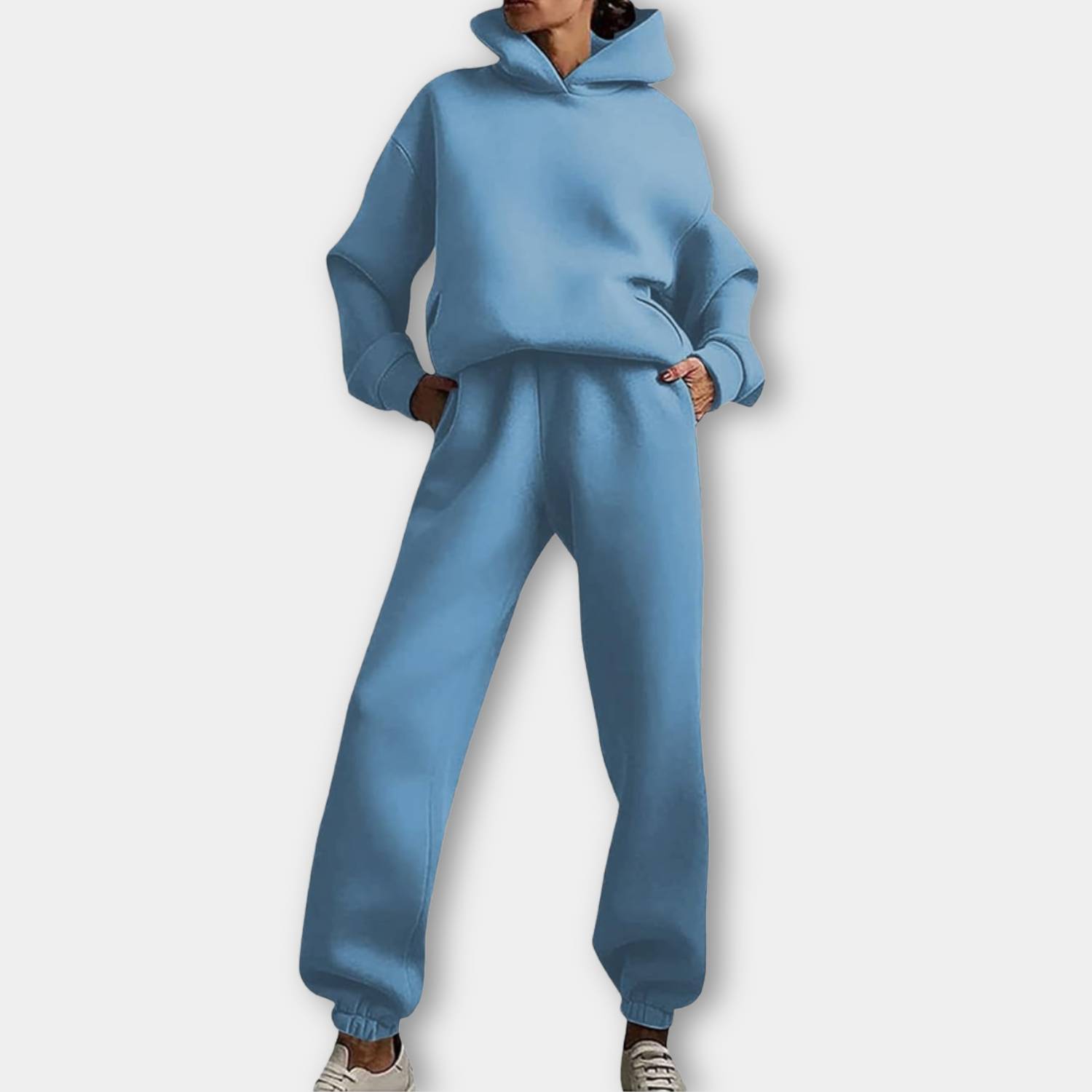 Trendig oversized hoodie med joggerbyxor för kvinnor - Avslappnad tvådelad lounge-set