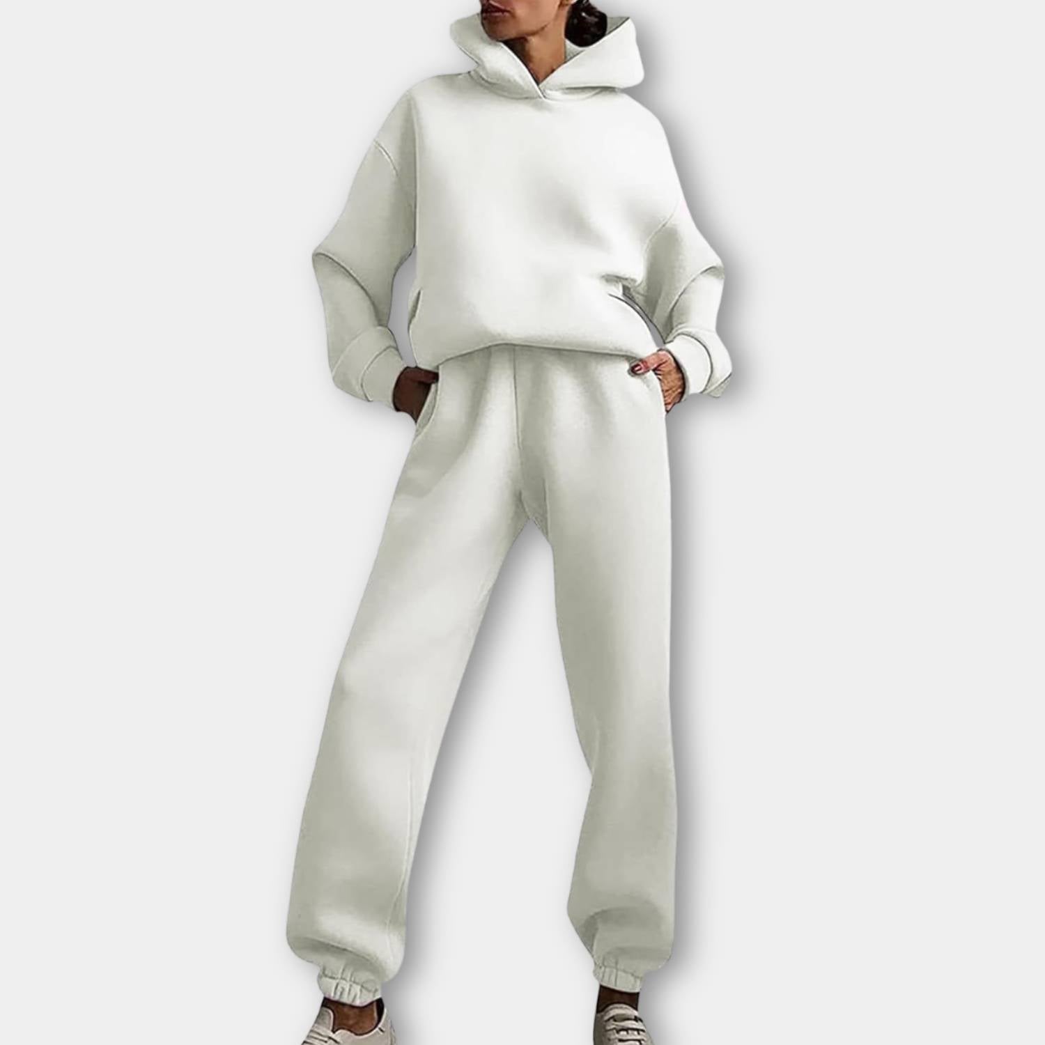 Trendig oversized hoodie med joggerbyxor för kvinnor - Avslappnad tvådelad lounge-set