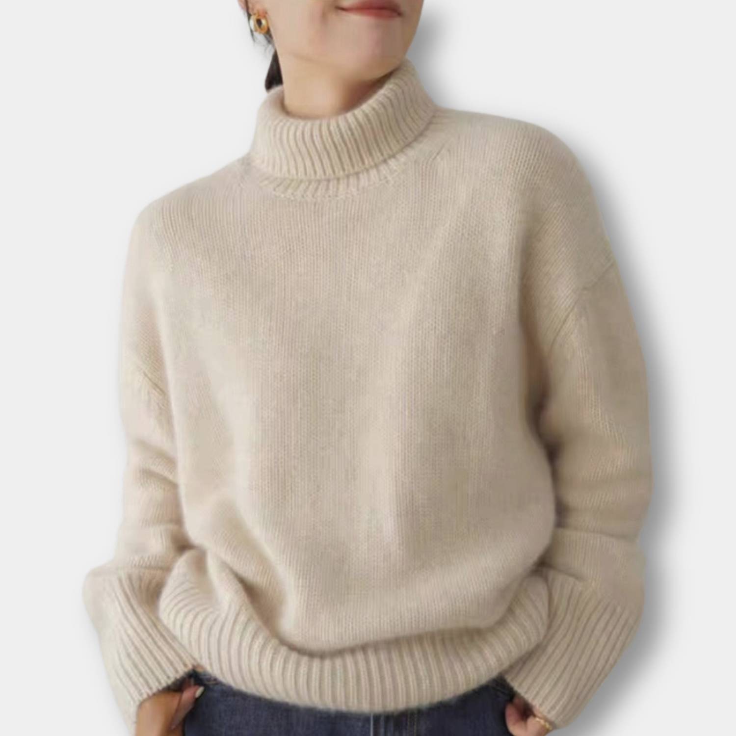 Kvinnors Lösa Turtleneck Tröja