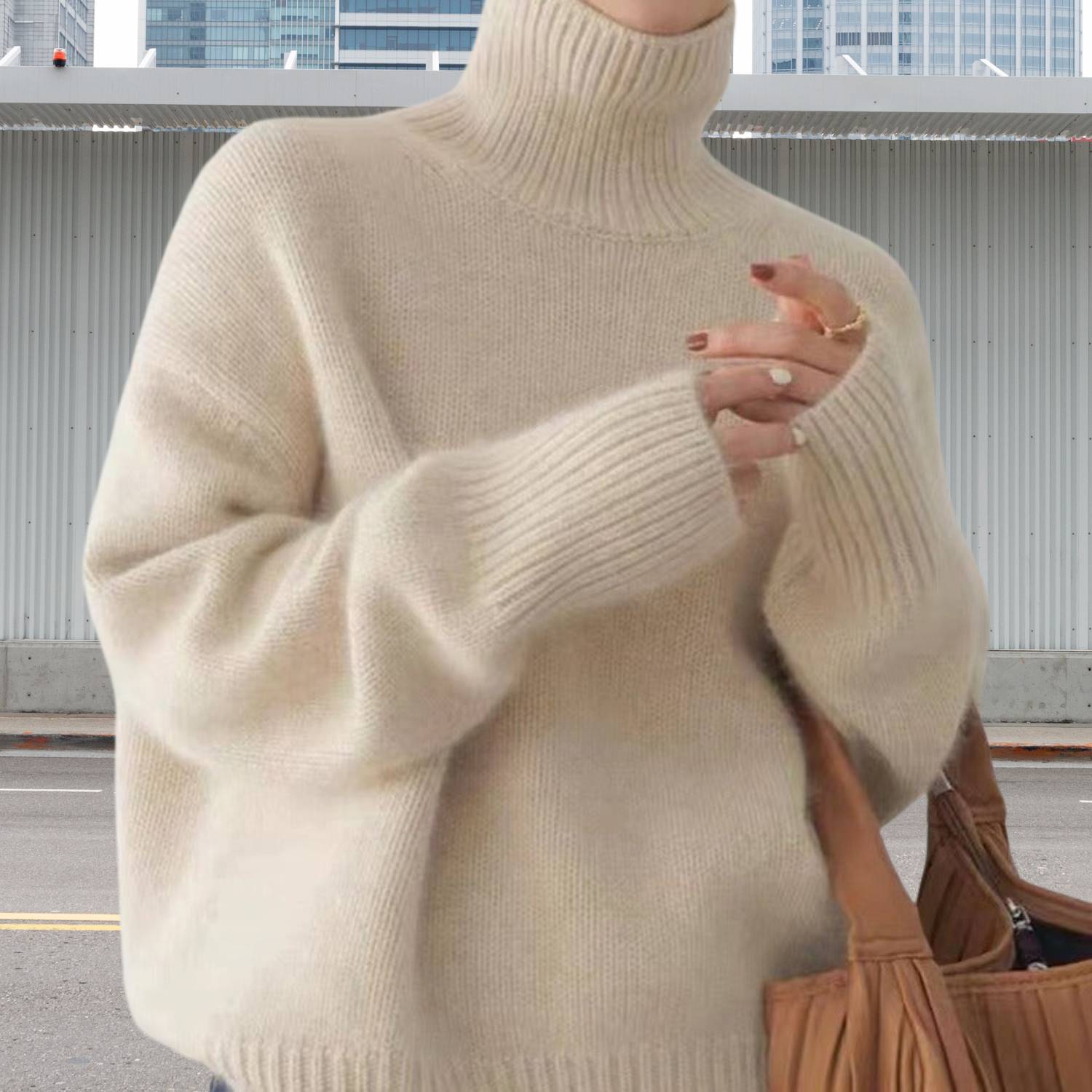 Kvinnors Lösa Turtleneck Tröja
