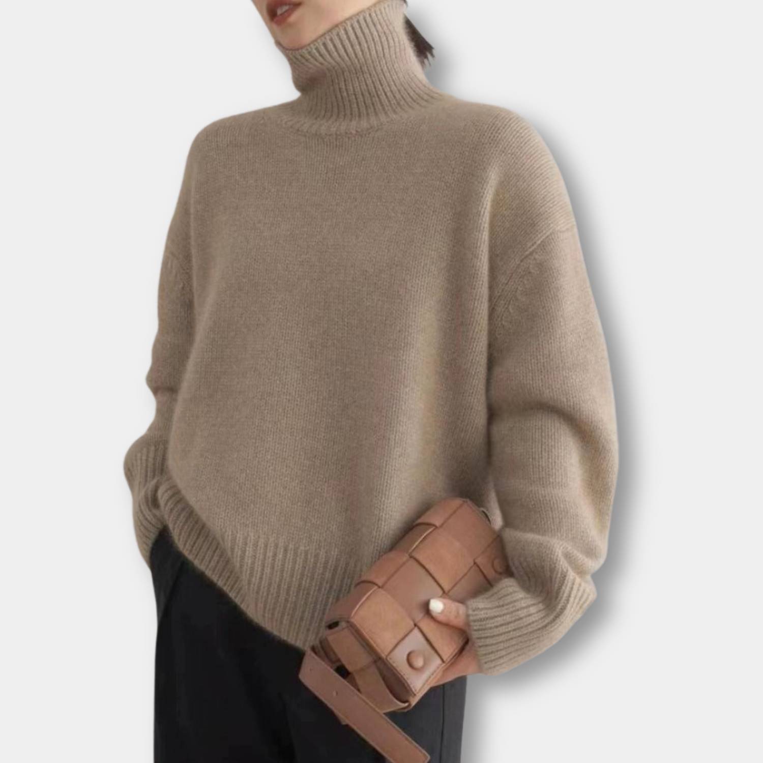 Kvinnors Lösa Turtleneck Tröja