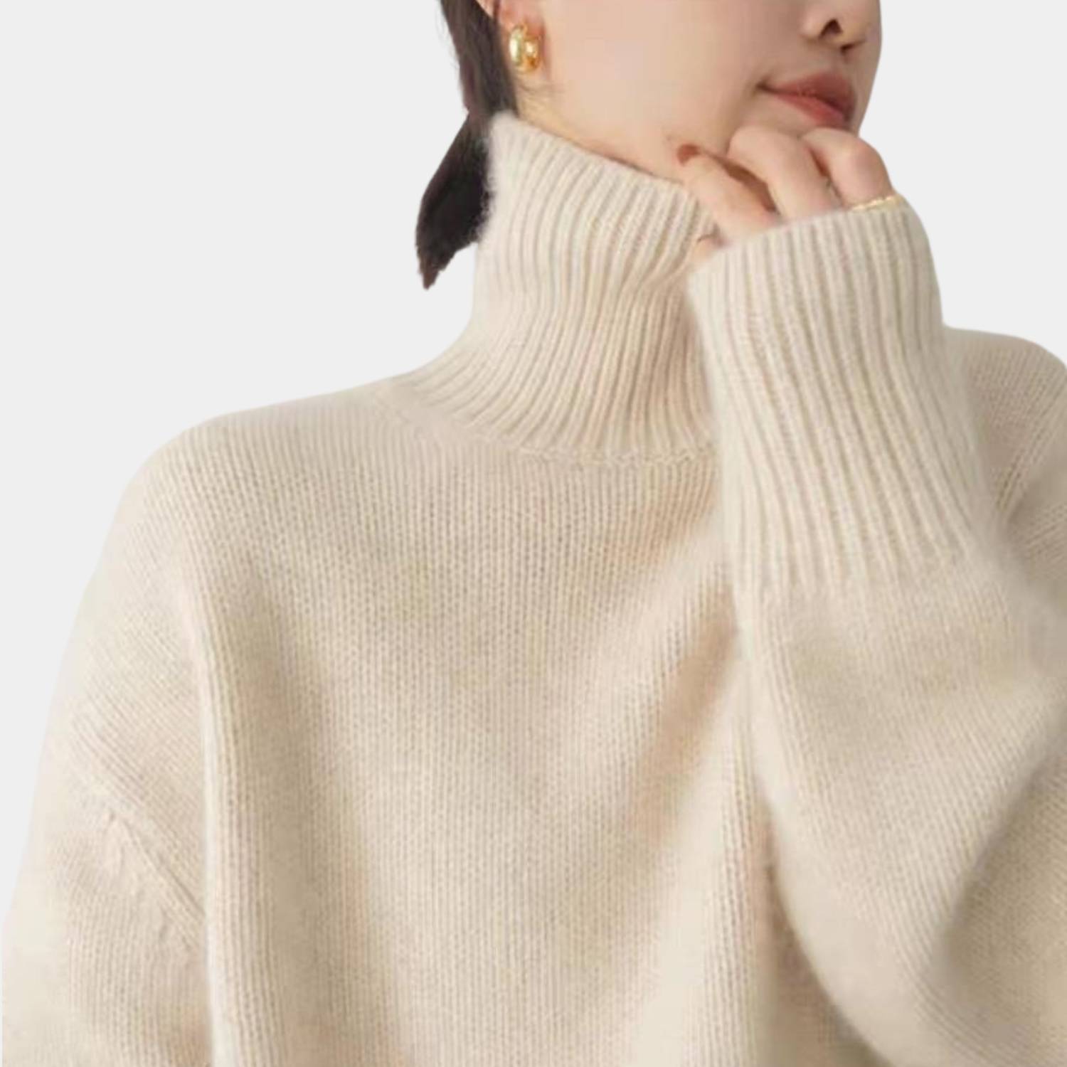 Kvinnors Lösa Turtleneck Tröja