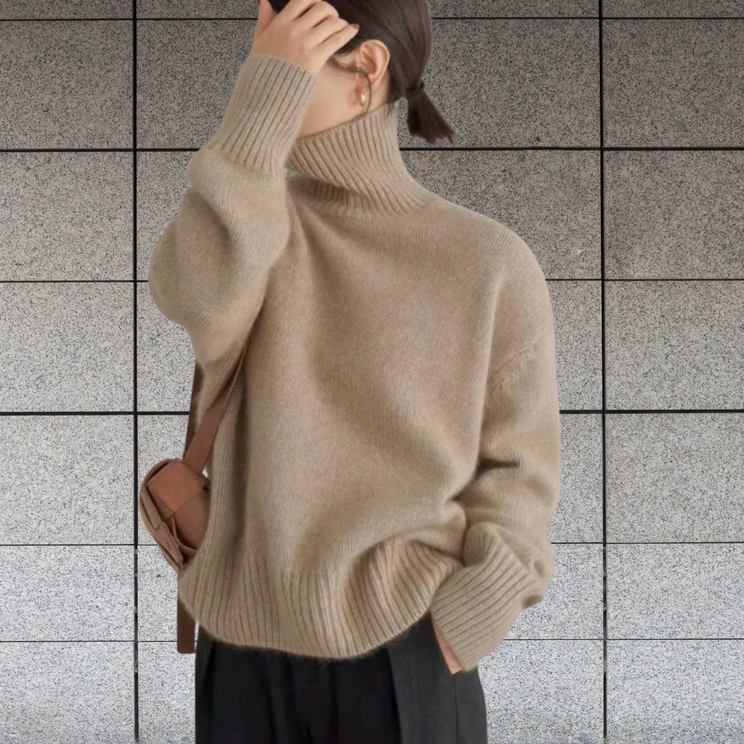 Kvinnors Lösa Turtleneck Tröja