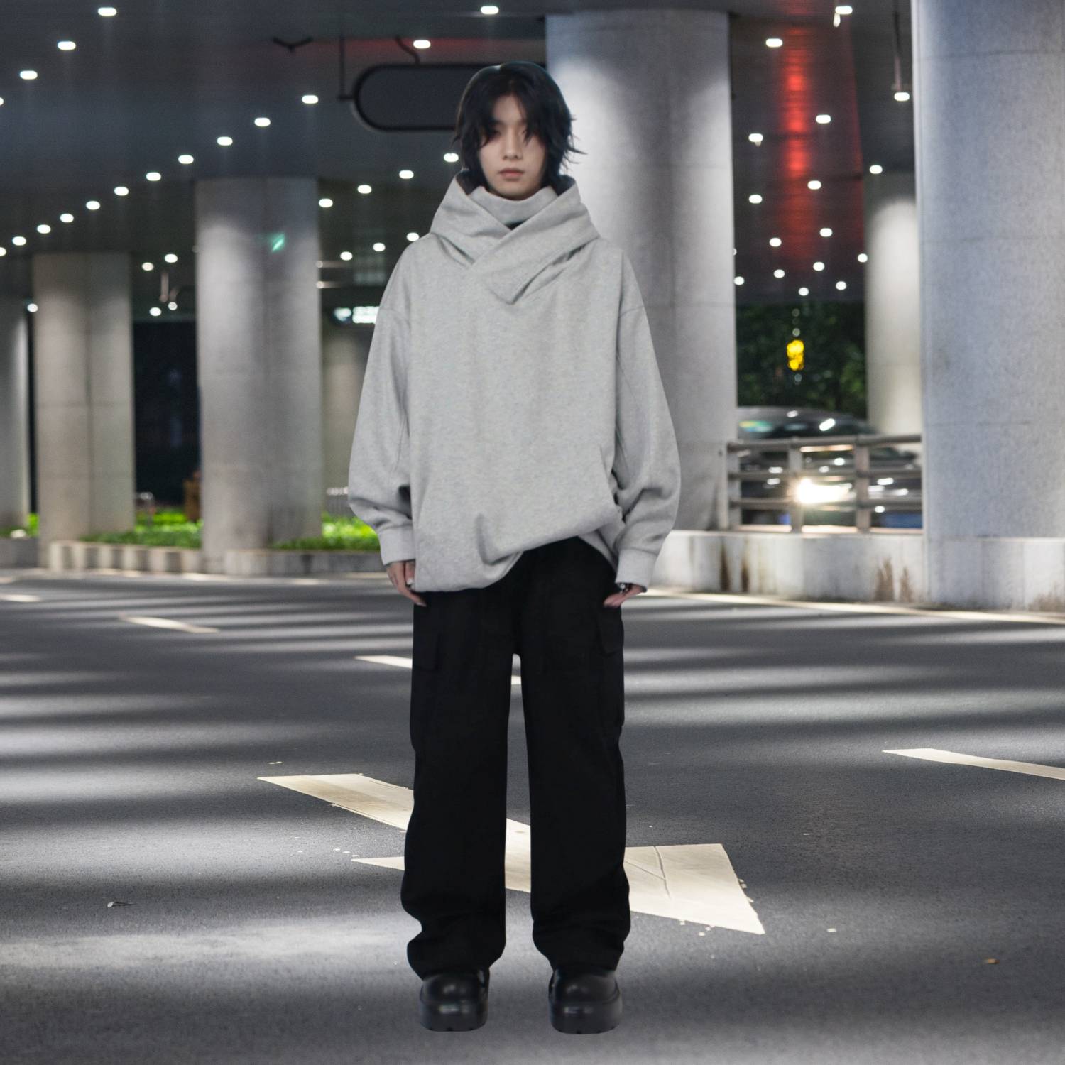 Y2K Oversized och Bekväm Streetwear Hoodie med Hög Halsdesign för Unisex