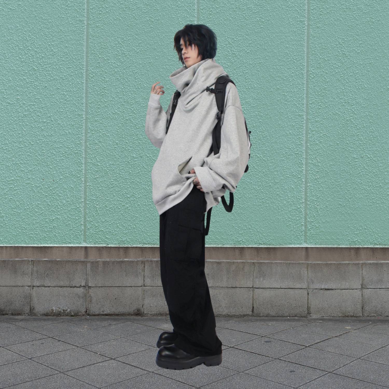 Y2K Oversized och Bekväm Streetwear Hoodie med Hög Halsdesign för Unisex