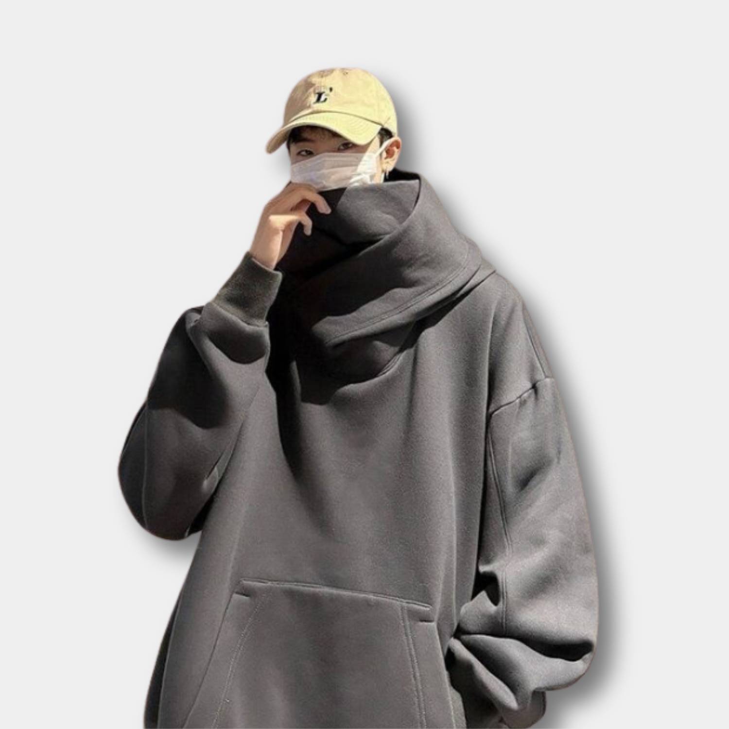 Y2K Oversized och Bekväm Streetwear Hoodie med Hög Halsdesign för Unisex